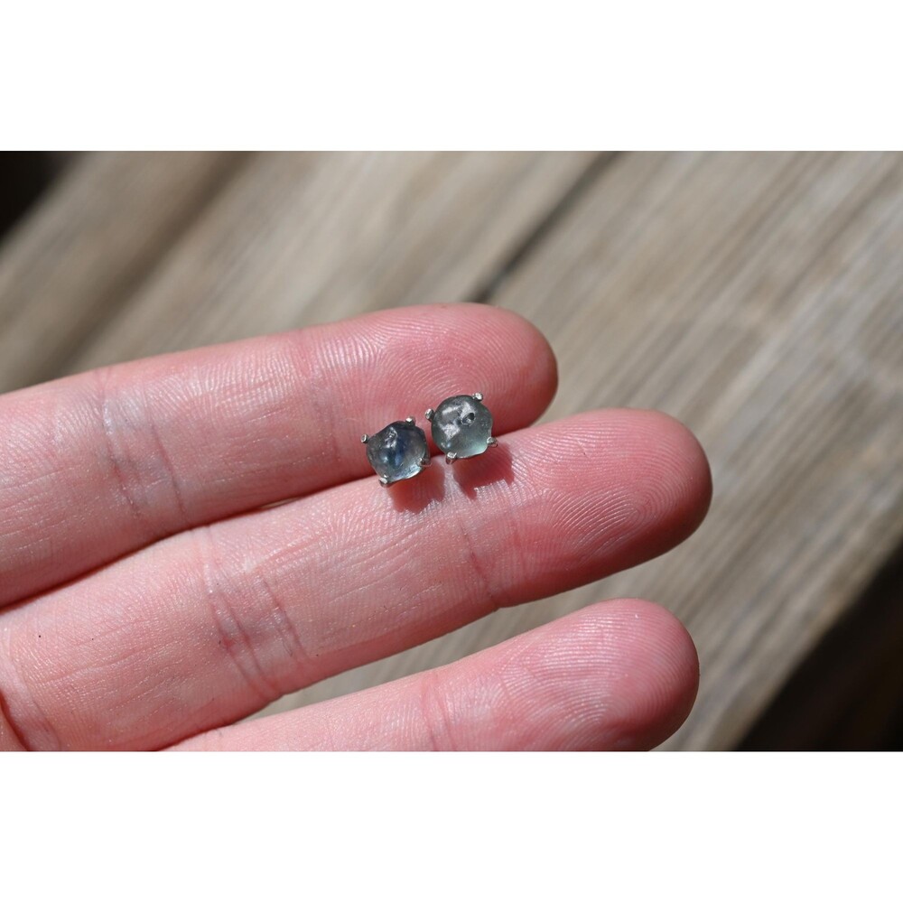 6mm Montana sapphire stud earrings in 925 sterling silver with butterfly backs